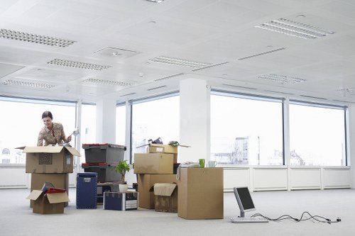 Moving boxes and household items prepared for relocation in Worcester Park